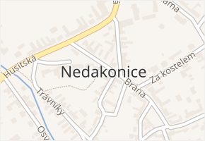 Nedakonice v obci Nedakonice - mapa části obce