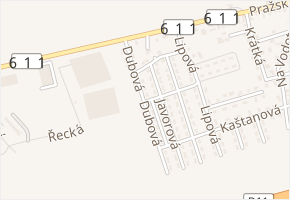 Dubová v obci Nehvizdy - mapa ulice