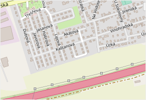 Jabloňová v obci Nehvizdy - mapa ulice