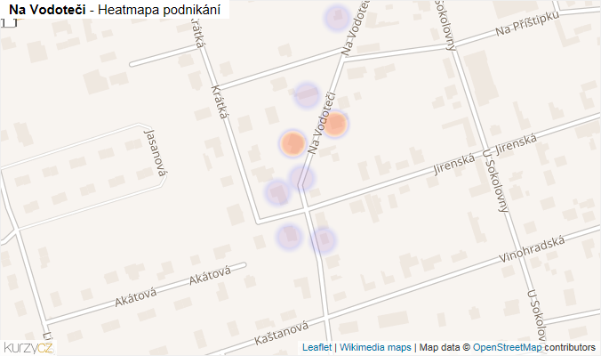 Mapa Na Vodoteči - Firmy v ulici.