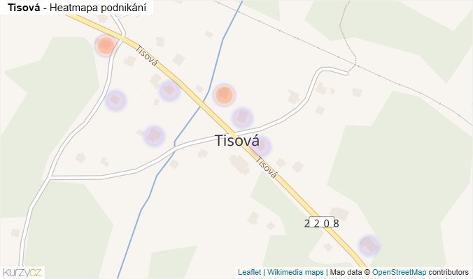 Mapa Tisová - Firmy v části obce.