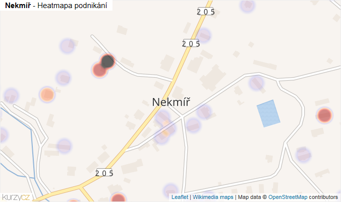 Mapa Nekmíř - Firmy v části obce.