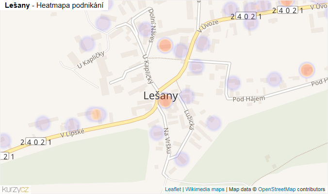Mapa Lešany - Firmy v části obce.