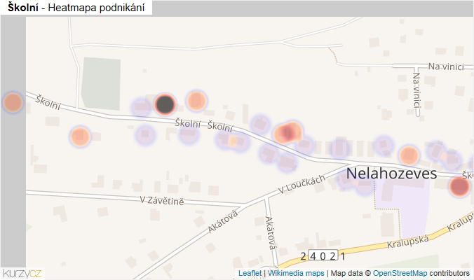 Mapa Školní - Firmy v ulici.