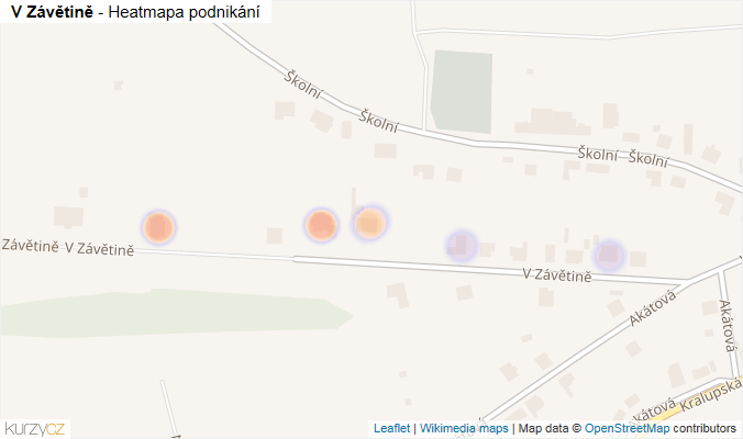 Mapa V Závětině - Firmy v ulici.