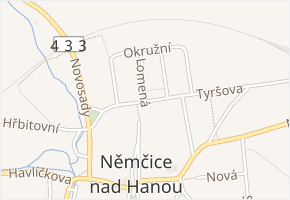 Lomená v obci Němčice nad Hanou - mapa ulice
