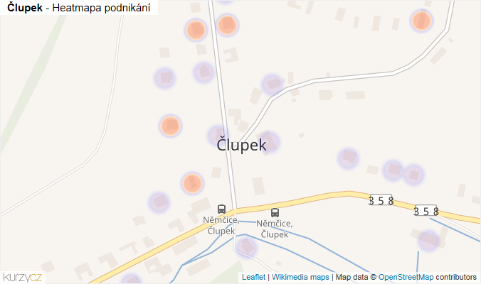 Mapa Člupek - Firmy v části obce.