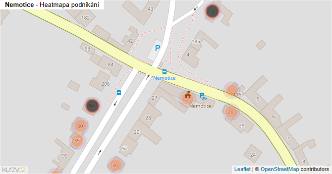 Nemotice - mapa podnikání