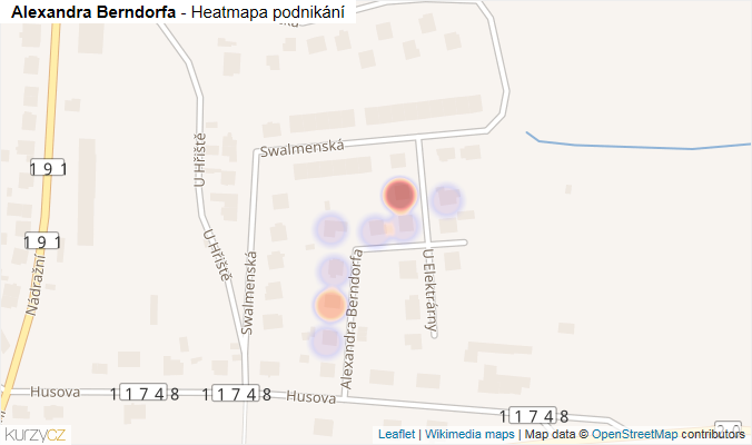 Mapa Alexandra Berndorfa - Firmy v ulici.