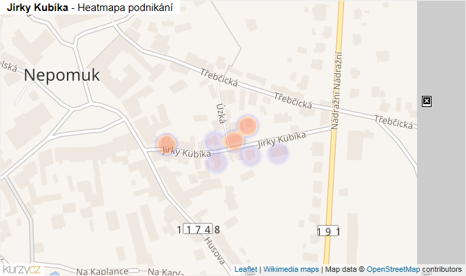 Mapa Jirky Kubíka - Firmy v ulici.