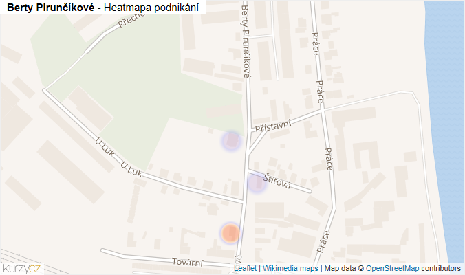 Mapa Berty Pirunčíkové - Firmy v ulici.