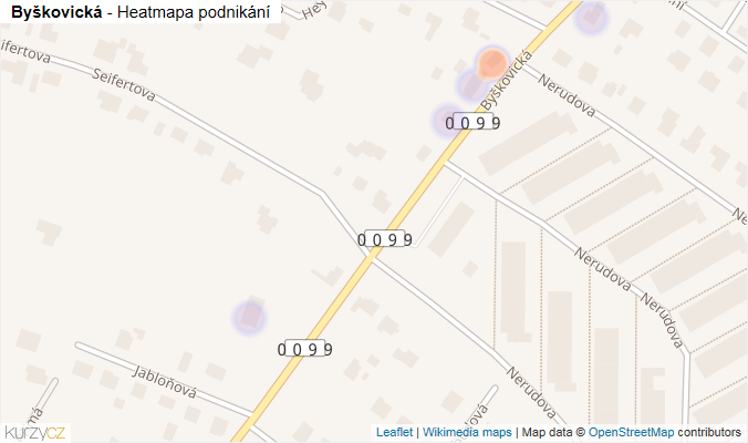Mapa Byškovická - Firmy v ulici.