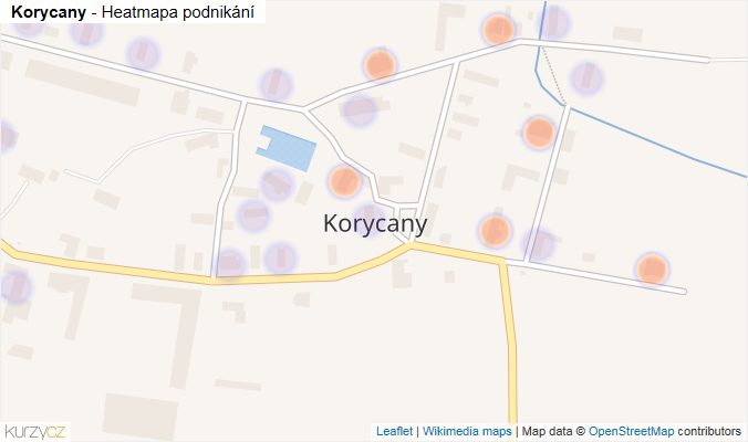 Mapa Korycany - Firmy v části obce.