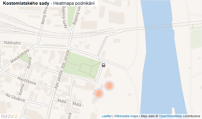 Mapa Kostomlatského sady - Firmy v ulici.