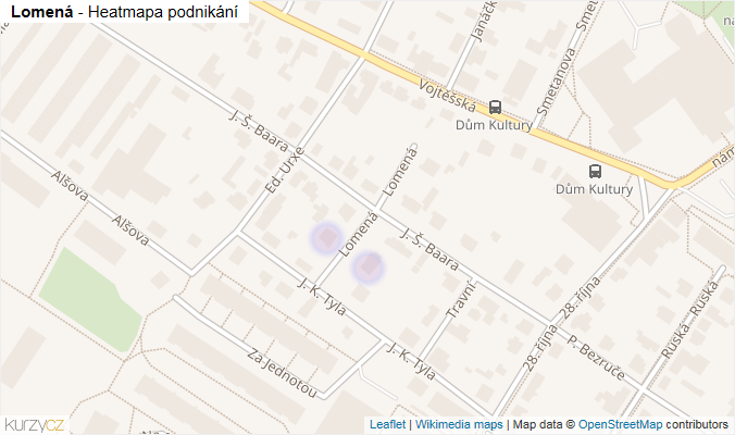 Mapa Lomená - Firmy v ulici.