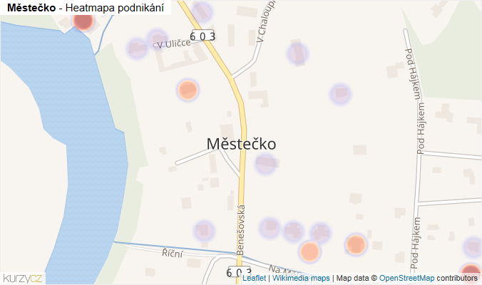 Mapa Městečko - Firmy v části obce.