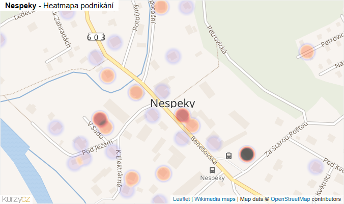 Mapa Nespeky - Firmy v části obce.