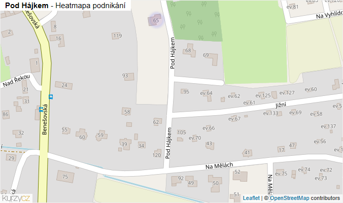 Mapa Pod Hájkem - Firmy v ulici.