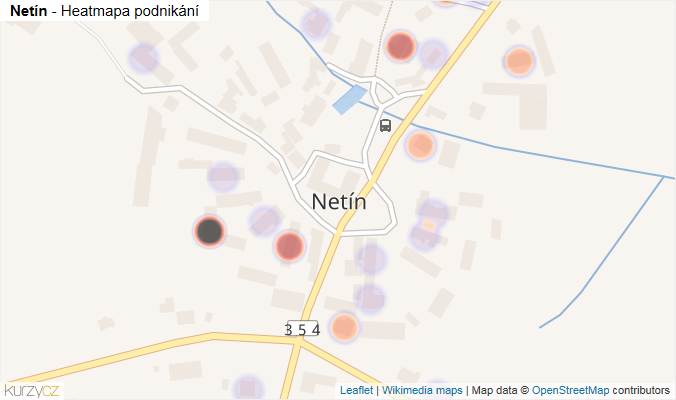 Mapa Netín - Firmy v části obce.