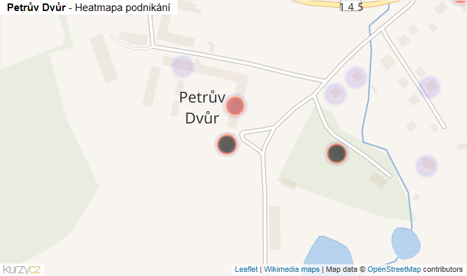 Mapa Petrův Dvůr - Firmy v části obce.