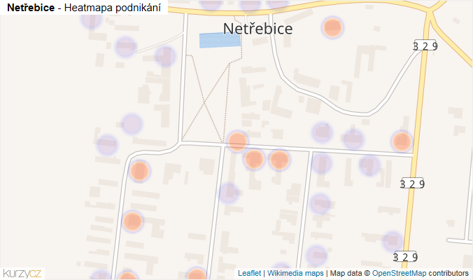 Mapa Netřebice - Firmy v části obce.