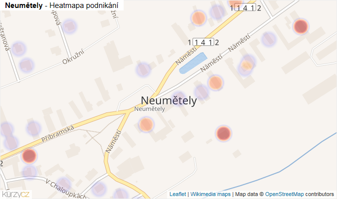 Mapa Neumětely - Firmy v části obce.