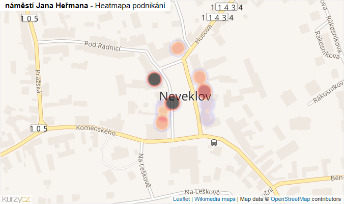 Mapa náměstí Jana Heřmana - Firmy v ulici.