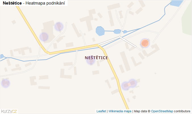Mapa Neštětice - Firmy v části obce.