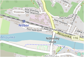 K Nádraží v obci Nižbor - mapa ulice