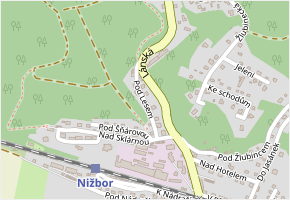 Pod Lesem v obci Nižbor - mapa ulice