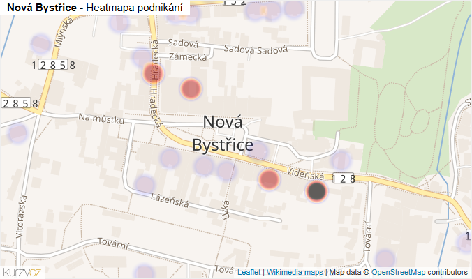 Mapa Nová Bystřice - Firmy v části obce.
