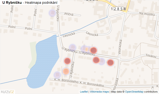 Mapa U Rybníčku - Firmy v ulici.