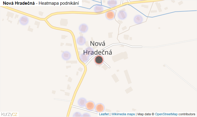 Mapa Nová Hradečná - Firmy v části obce.