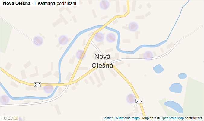 Mapa Nová Olešná - Firmy v části obce.