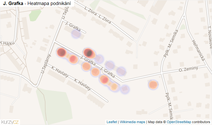 Mapa J. Grafka - Firmy v ulici.