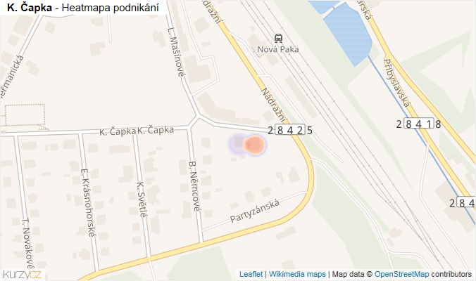 Mapa K. Čapka - Firmy v ulici.