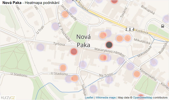 Mapa Nová Paka - Firmy v části obce.