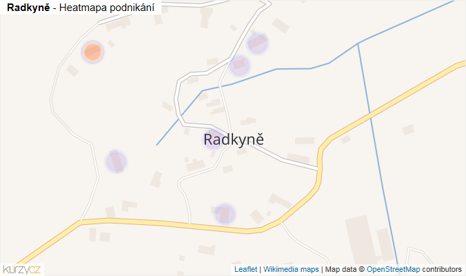 Mapa Radkyně - Firmy v části obce.