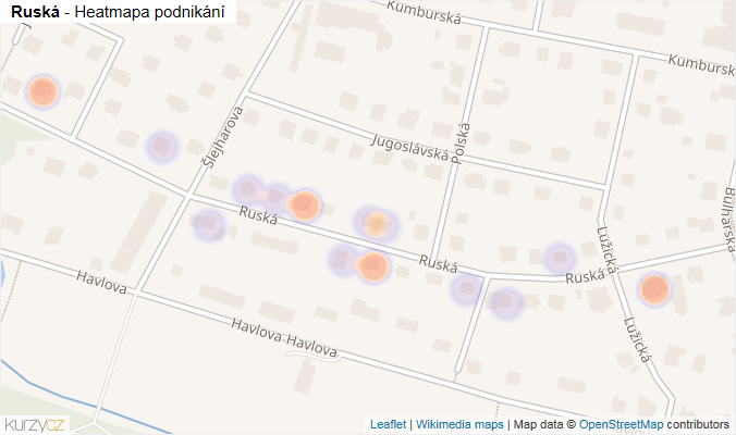 Mapa Ruská - Firmy v ulici.