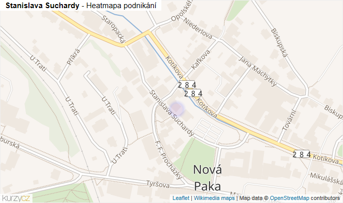 Mapa Stanislava Suchardy - Firmy v ulici.