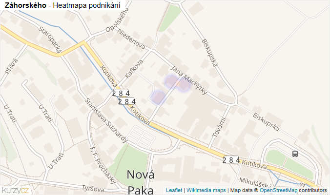 Mapa Záhorského - Firmy v ulici.