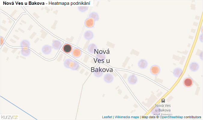 Mapa Nová Ves u Bakova - Firmy v části obce.