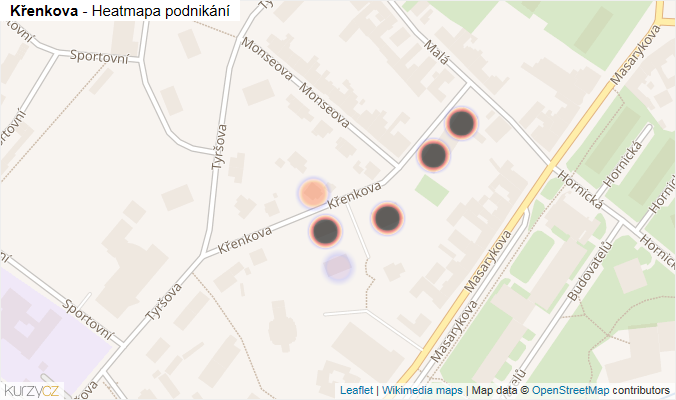 Mapa Křenkova - Firmy v ulici.