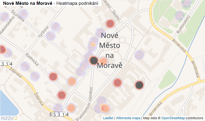 Mapa Nové Město na Moravě - Firmy v části obce.