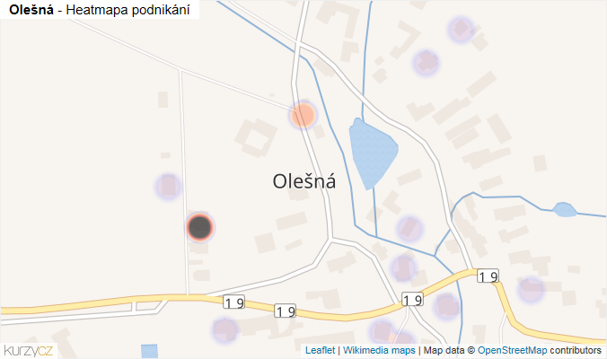 Mapa Olešná - Firmy v části obce.