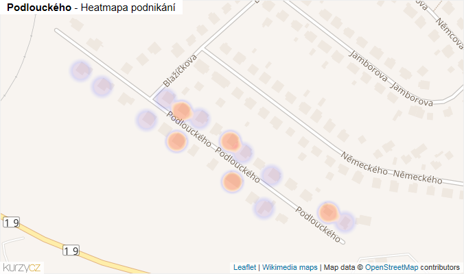 Mapa Podlouckého - Firmy v ulici.