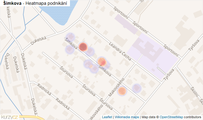 Mapa Šimkova - Firmy v ulici.