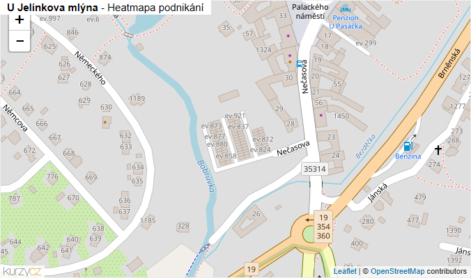 Mapa U Jelínkova mlýna - Firmy v ulici.