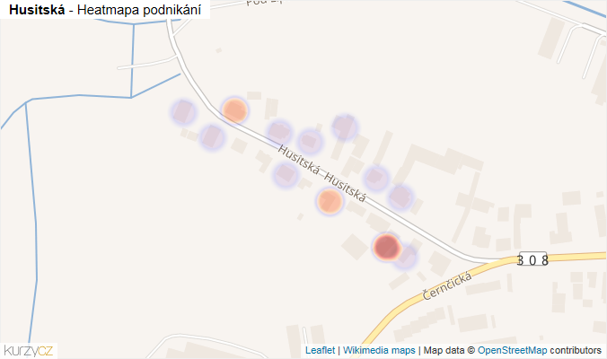 Mapa Husitská - Firmy v ulici.