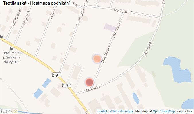 Mapa Textilanská - Firmy v ulici.